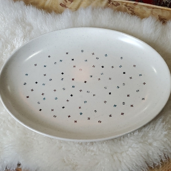 Vintage POPPY TRAIL California Confetti White Speckled Serving Platter 1950's - Picture 1 of 6
